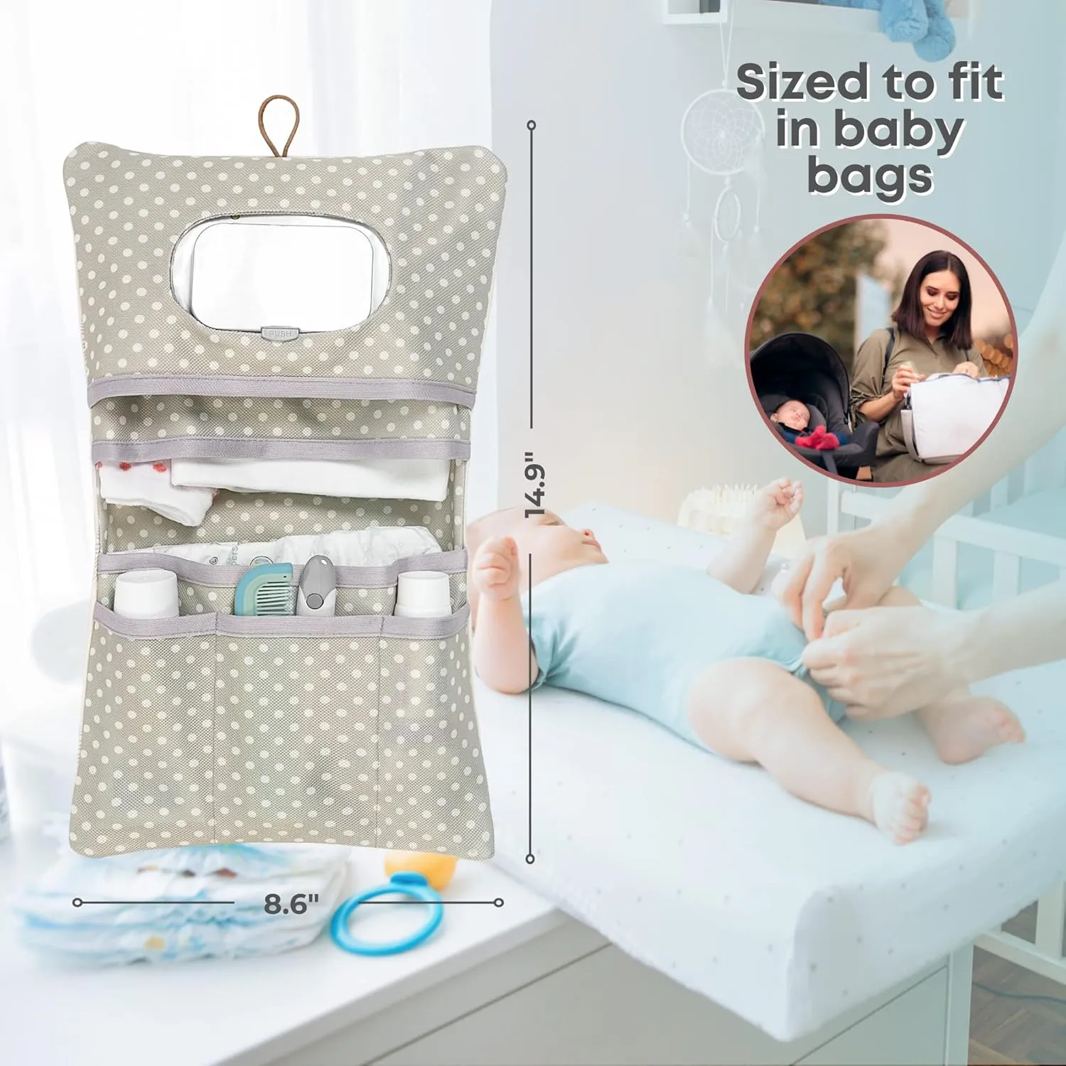 HAMUR Baby Diaper Bag Organizer  Travel-Friendly, Compact & Foldable | Stroller Pouch for Newborn Essentials  Must-Have for Boys & Girls (Leaves)
