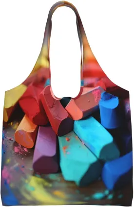 Handbag Beach Bag Canvas Tote Bag Reusable Colored Chalk Printed Grocery Bags Shoulder Bags