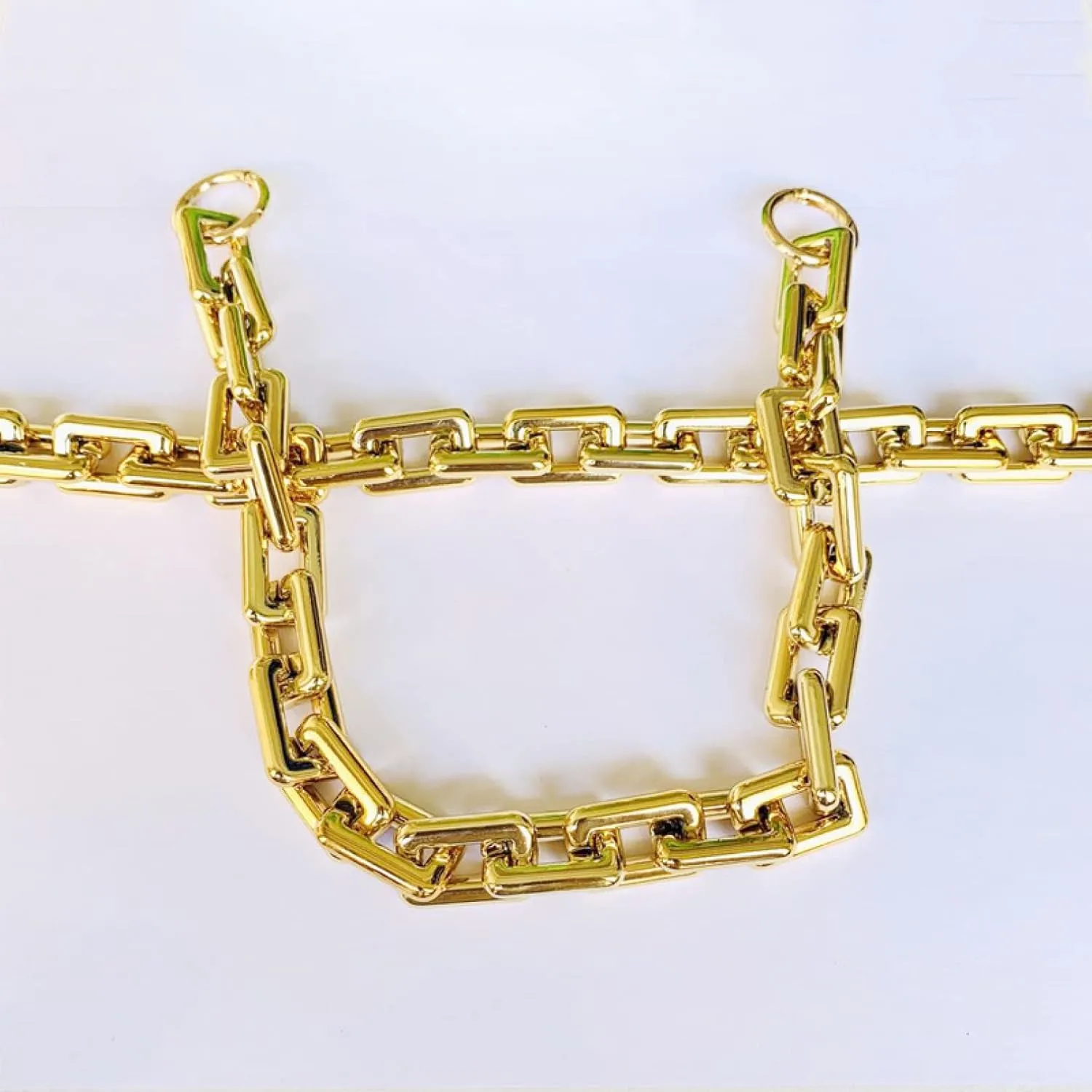 Heavy Chunky Chain-Link Bag Chain with Ring Buckles Purse Handle Handbag Shoulder Strap Replacement Dumpling Cloud Pouch Chain 6 Sizes Chain Strap (Color : Light Gold, Size : 55cm)