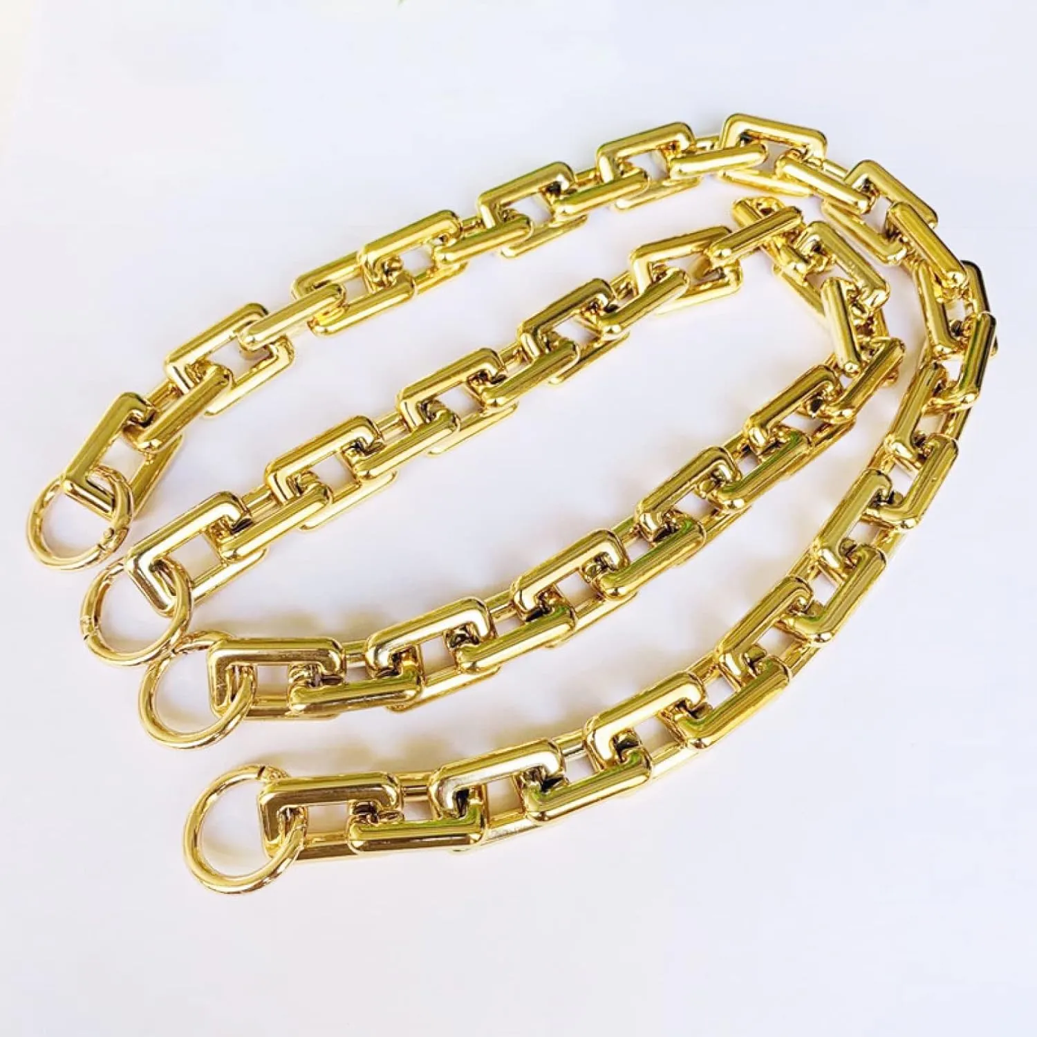 Heavy Chunky Chain-Link Bag Chain with Ring Buckles Purse Handle Handbag Shoulder Strap Replacement Dumpling Cloud Pouch Chain 6 Sizes Chain Strap (Color : Light Gold, Size : 55cm)