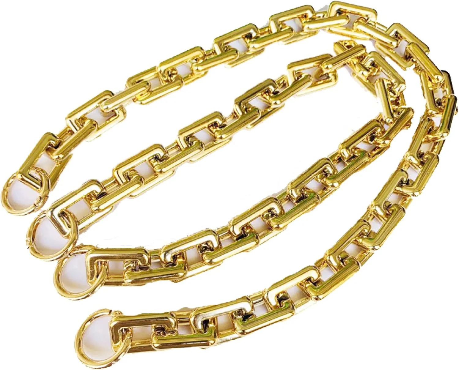 Heavy Chunky Chain-Link Bag Chain with Ring Buckles Purse Handle Handbag Shoulder Strap Replacement Dumpling Cloud Pouch Chain 6 Sizes Chain Strap (Color : Light Gold, Size : 55cm)