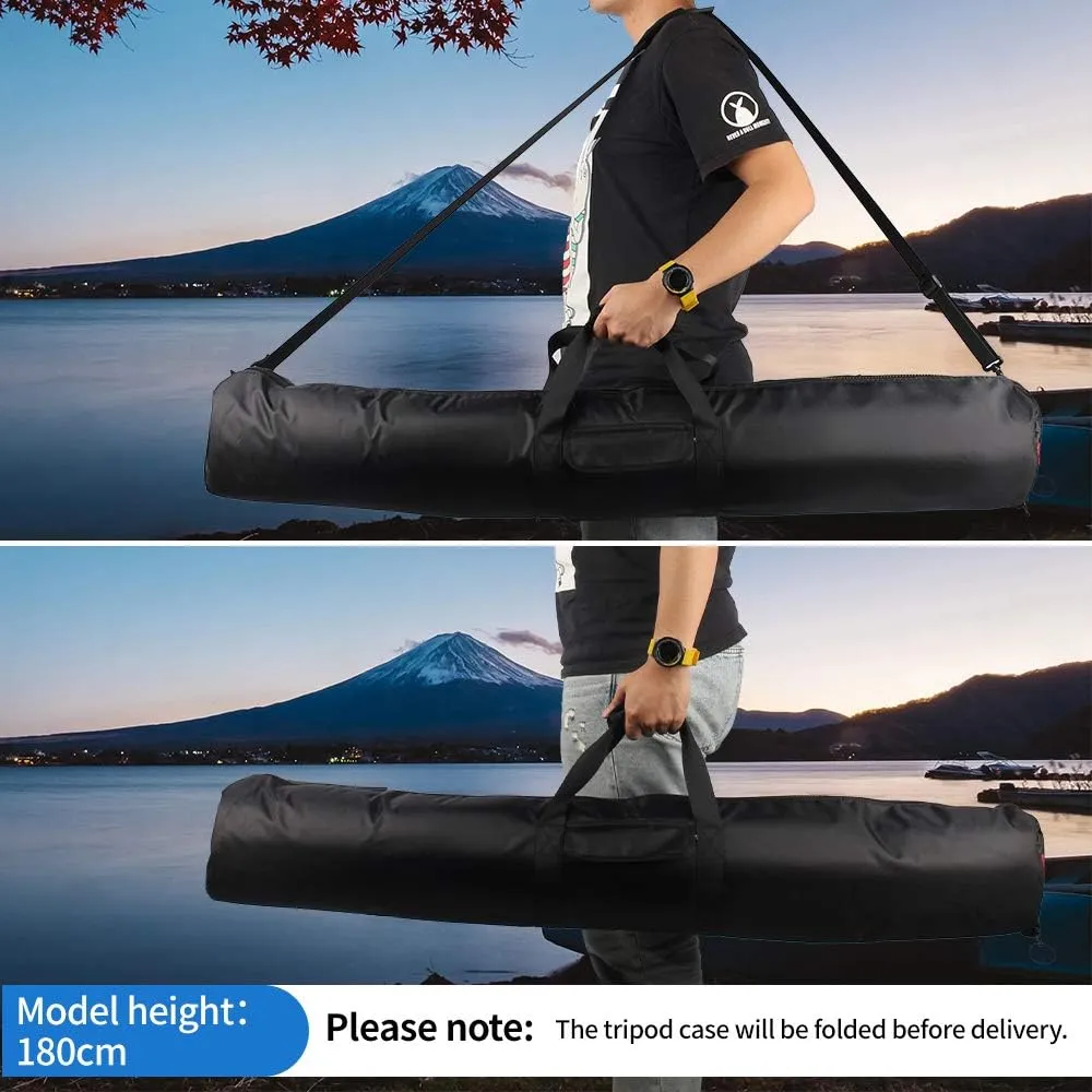 HEMMOTOP Tripod Bag, 47x7x7in All Padded Tripod Carrying Case with Shoulder Straps and Handles, Heavy Duty Light Stand Bag with Two Zippered Pockets for Pool Cue, Speaker Stand, Mic Stand