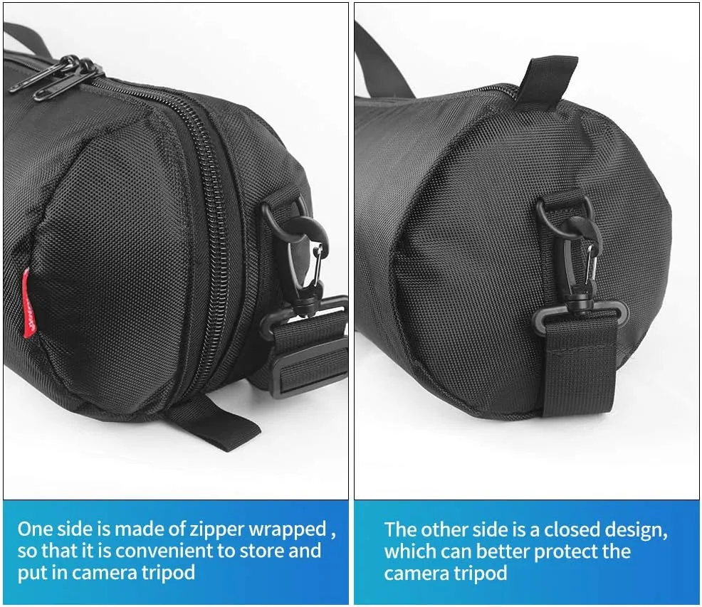 HEMMOTOP Tripod Bag, 47x7x7in All Padded Tripod Carrying Case with Shoulder Straps and Handles, Heavy Duty Light Stand Bag with Two Zippered Pockets for Pool Cue, Speaker Stand, Mic Stand