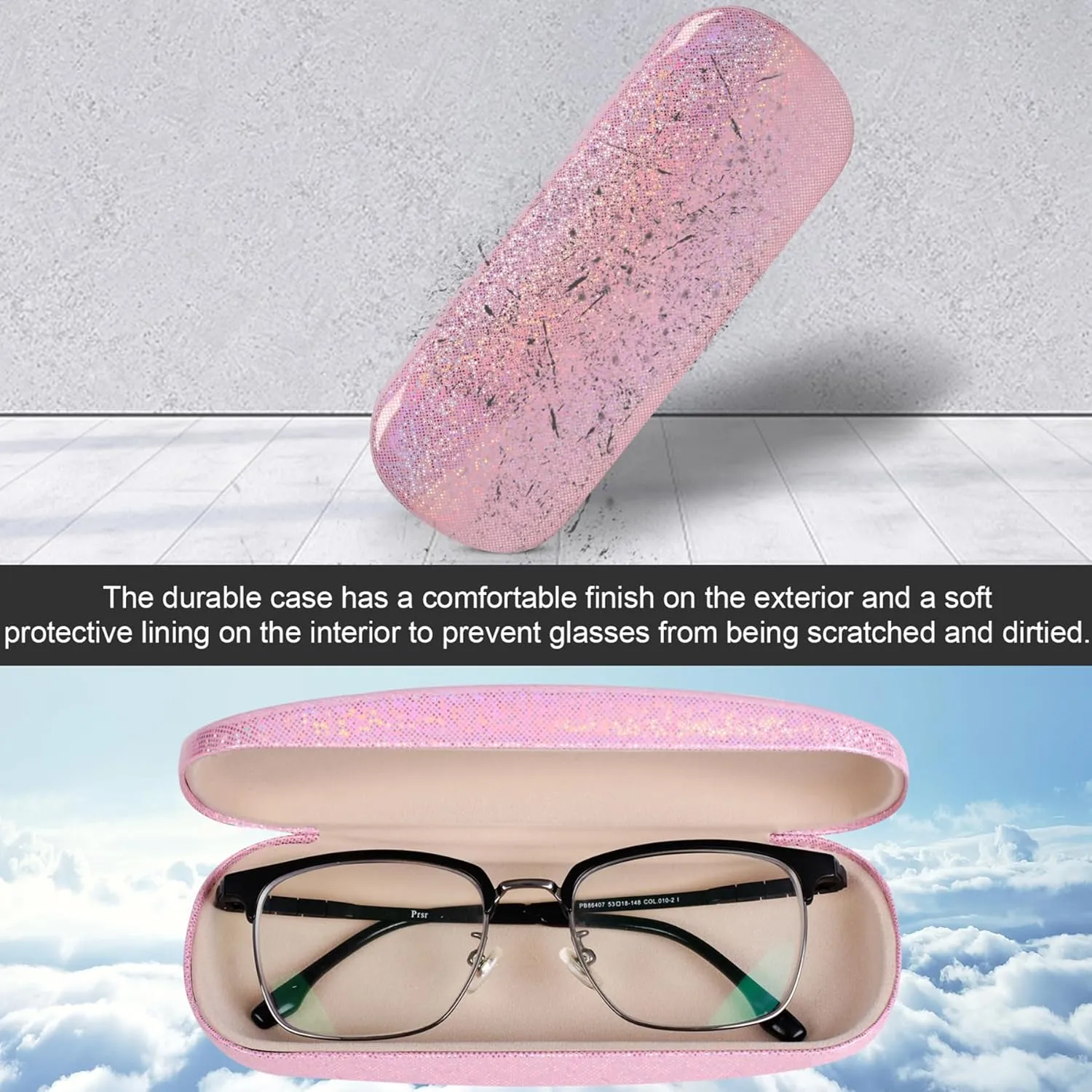 Joyberg Glasses Case, 2 Pack Eyeglass Case with Cleaning Cloth, Glasses Case Hard Shell Fits Most Glasses