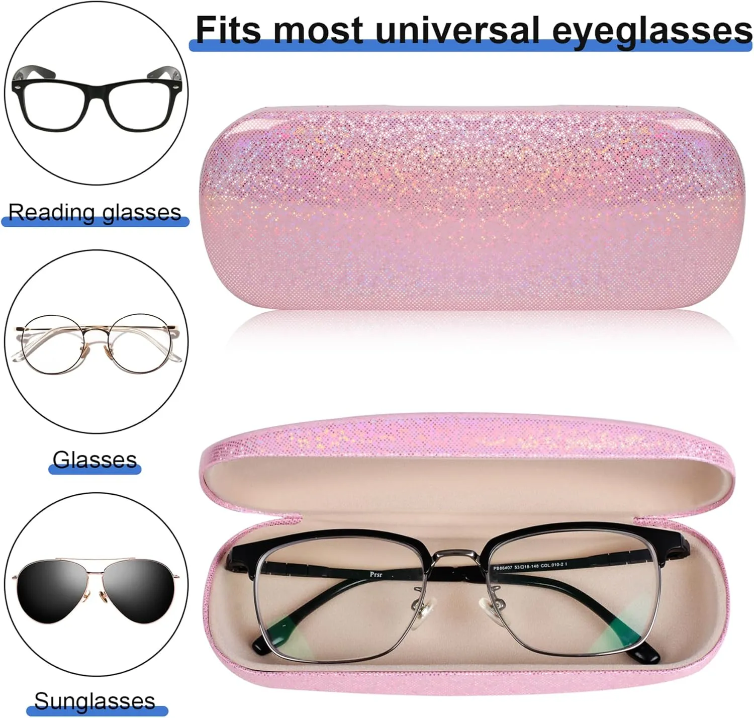 Joyberg Glasses Case, 2 Pack Eyeglass Case with Cleaning Cloth, Glasses Case Hard Shell Fits Most Glasses