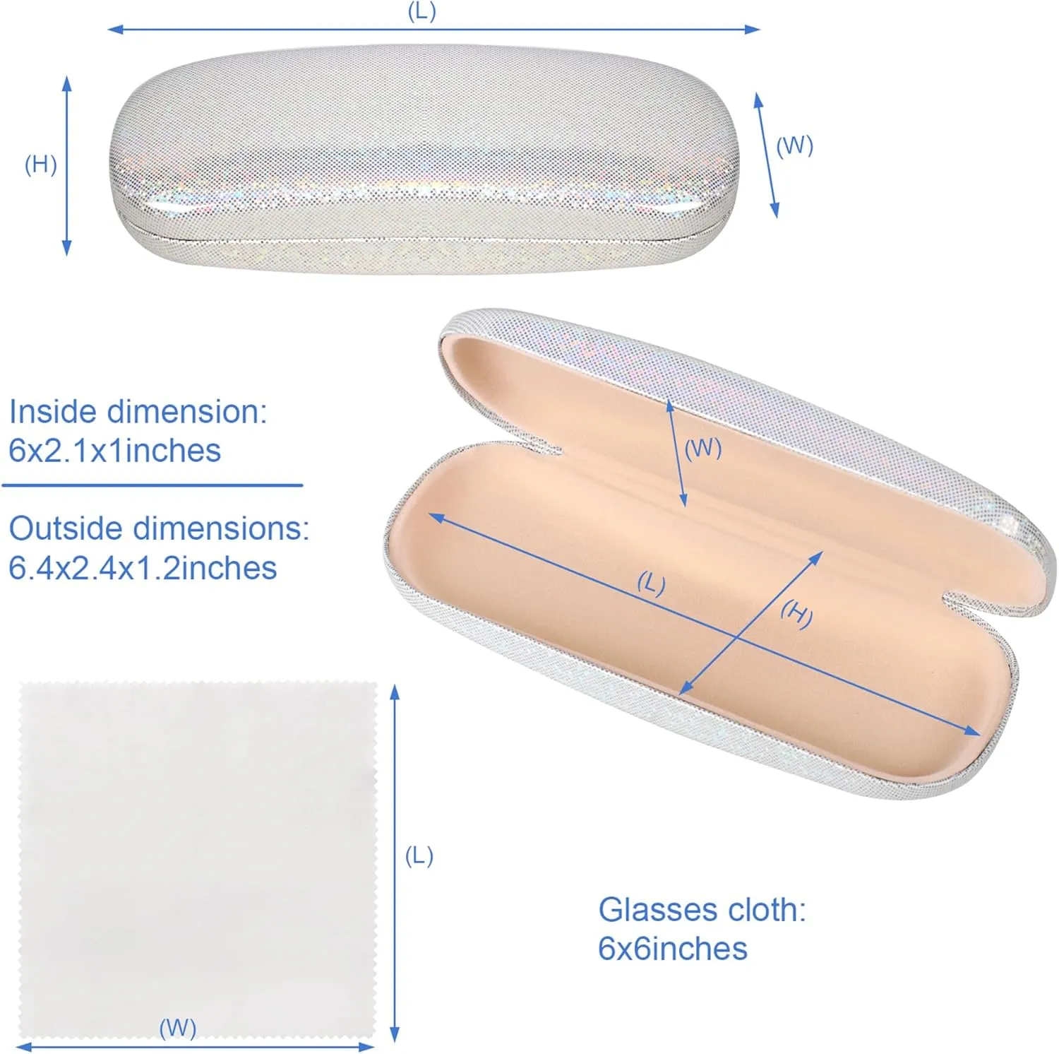 Joyberg Glasses Case, 2 Pack Eyeglass Case with Cleaning Cloth, Glasses Case Hard Shell Fits Most Glasses