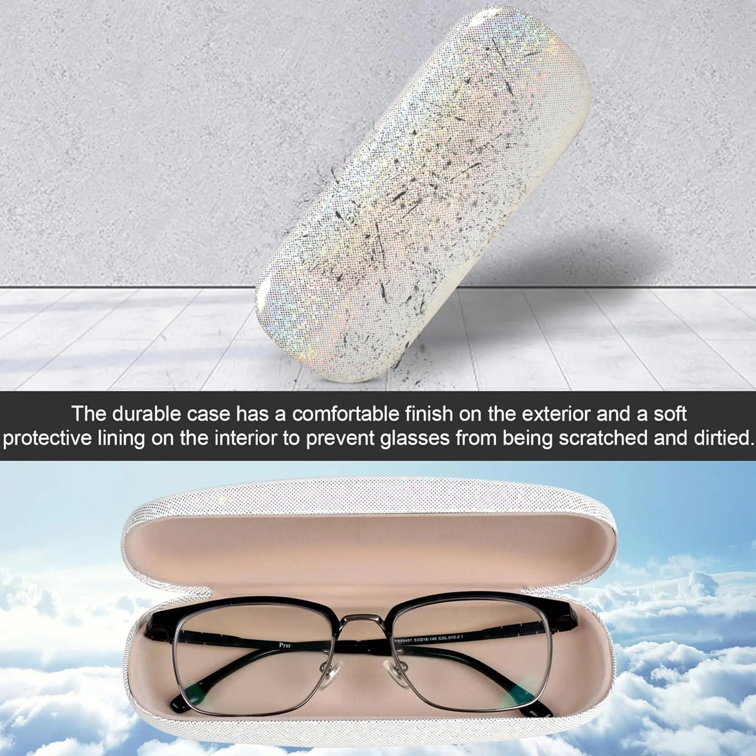 Joyberg Glasses Case, 2 Pack Eyeglass Case with Cleaning Cloth, Glasses Case Hard Shell Fits Most Glasses