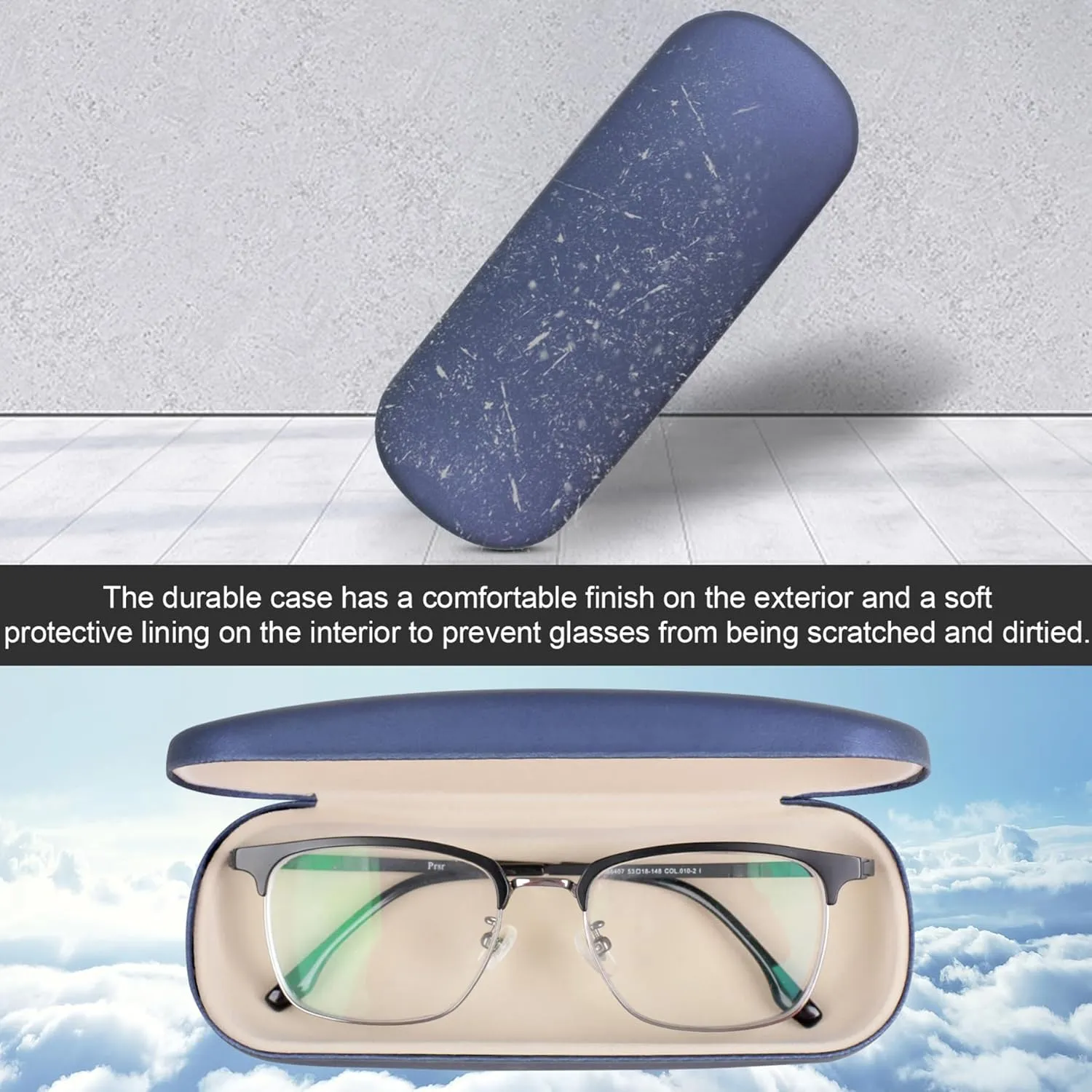 Joyberg Glasses Case, 2 Pack Eyeglass Case with Cleaning Cloth, Glasses Case Hard Shell Fits Most Glasses
