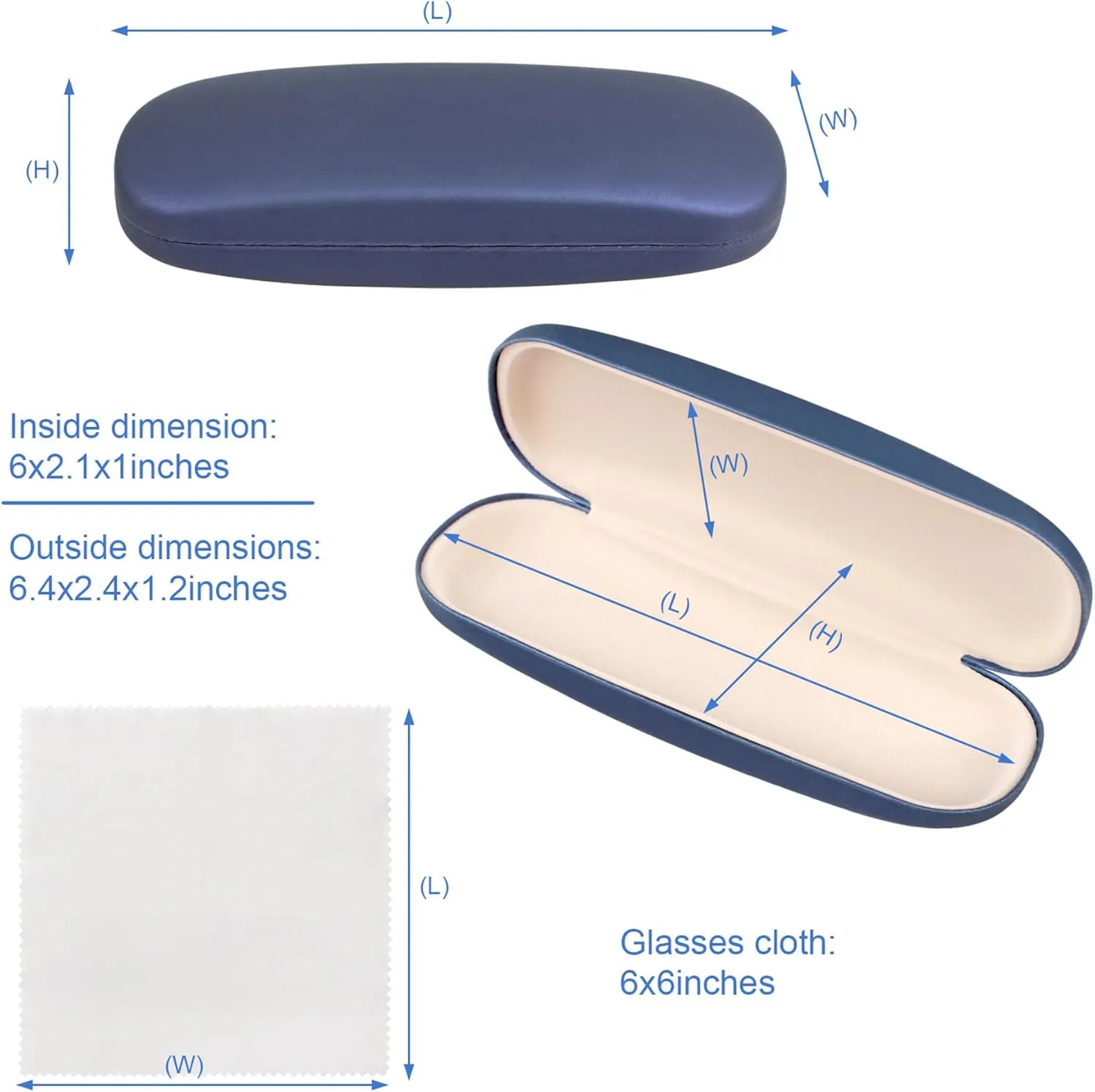 Joyberg Glasses Case, 2 Pack Eyeglass Case with Cleaning Cloth, Glasses Case Hard Shell Fits Most Glasses