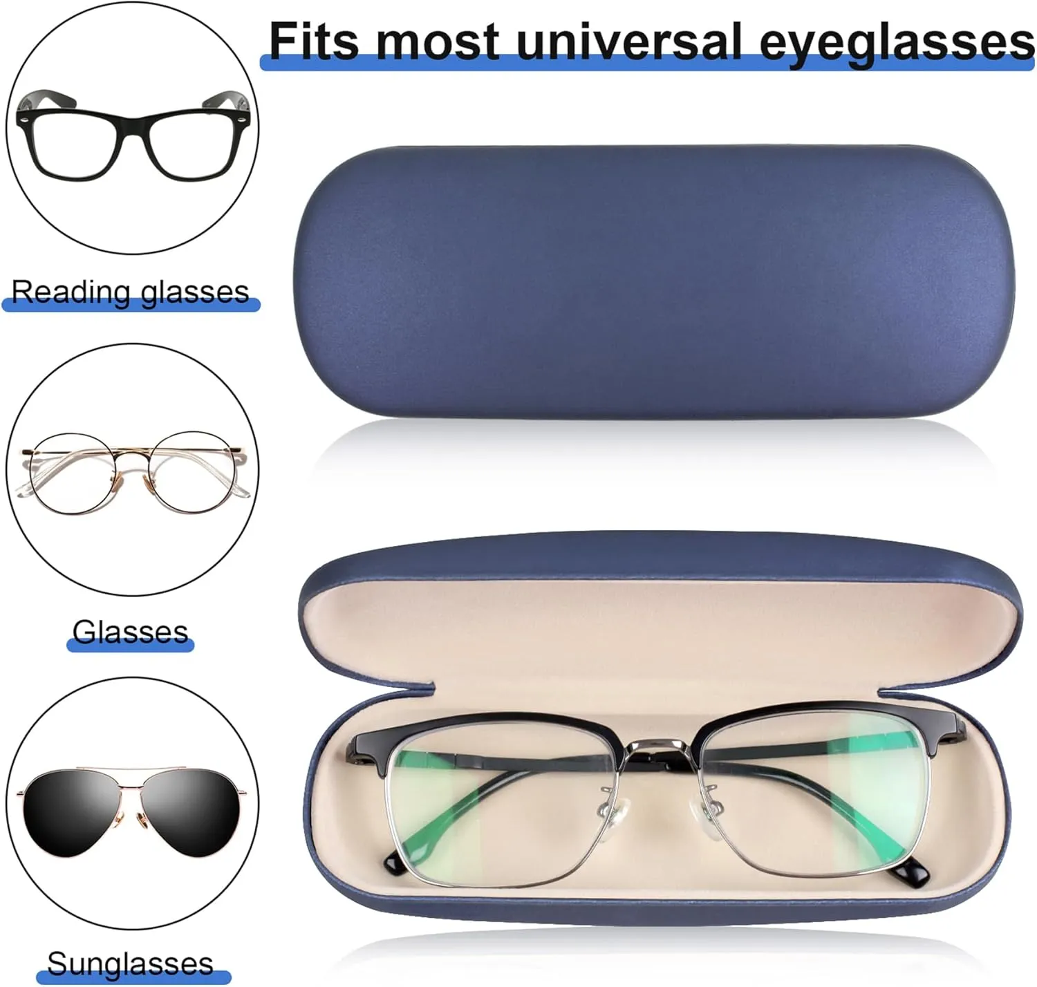 Joyberg Glasses Case, 2 Pack Eyeglass Case with Cleaning Cloth, Glasses Case Hard Shell Fits Most Glasses