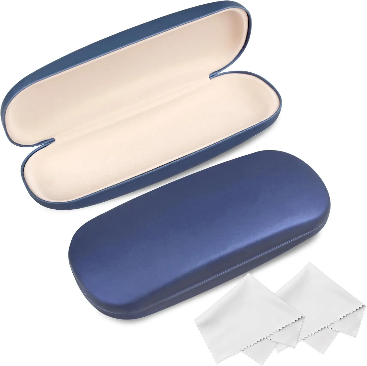Joyberg Glasses Case, 2 Pack Eyeglass Case with Cleaning Cloth, Glasses Case Hard Shell Fits Most Glasses