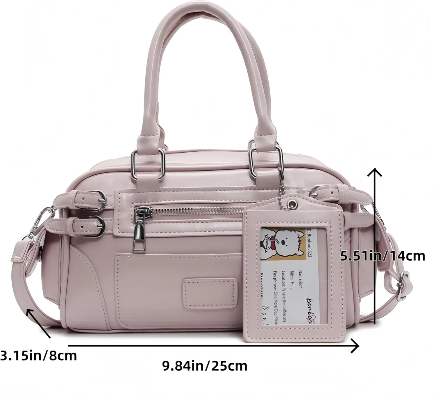 Juminocore Shoulder Purse with Card Sleeve Cute Y2k Top Handle Boston Bag Crossbody Bags Handbag Y2k Stuff
