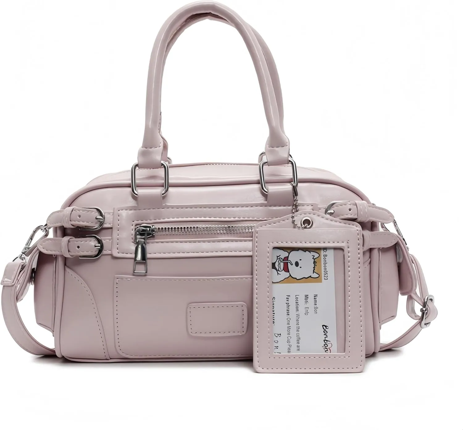 Juminocore Shoulder Purse with Card Sleeve Cute Y2k Top Handle Boston Bag Crossbody Bags Handbag Y2k Stuff