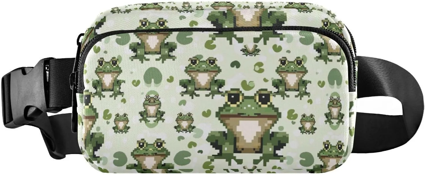 Kawaii Pixel Frog Fanny Pack for Women Men Water Resistant Fashion Waist Packs with Adjustable Strap Belt Bag for Travel Workout Jogging Hiking 21219281