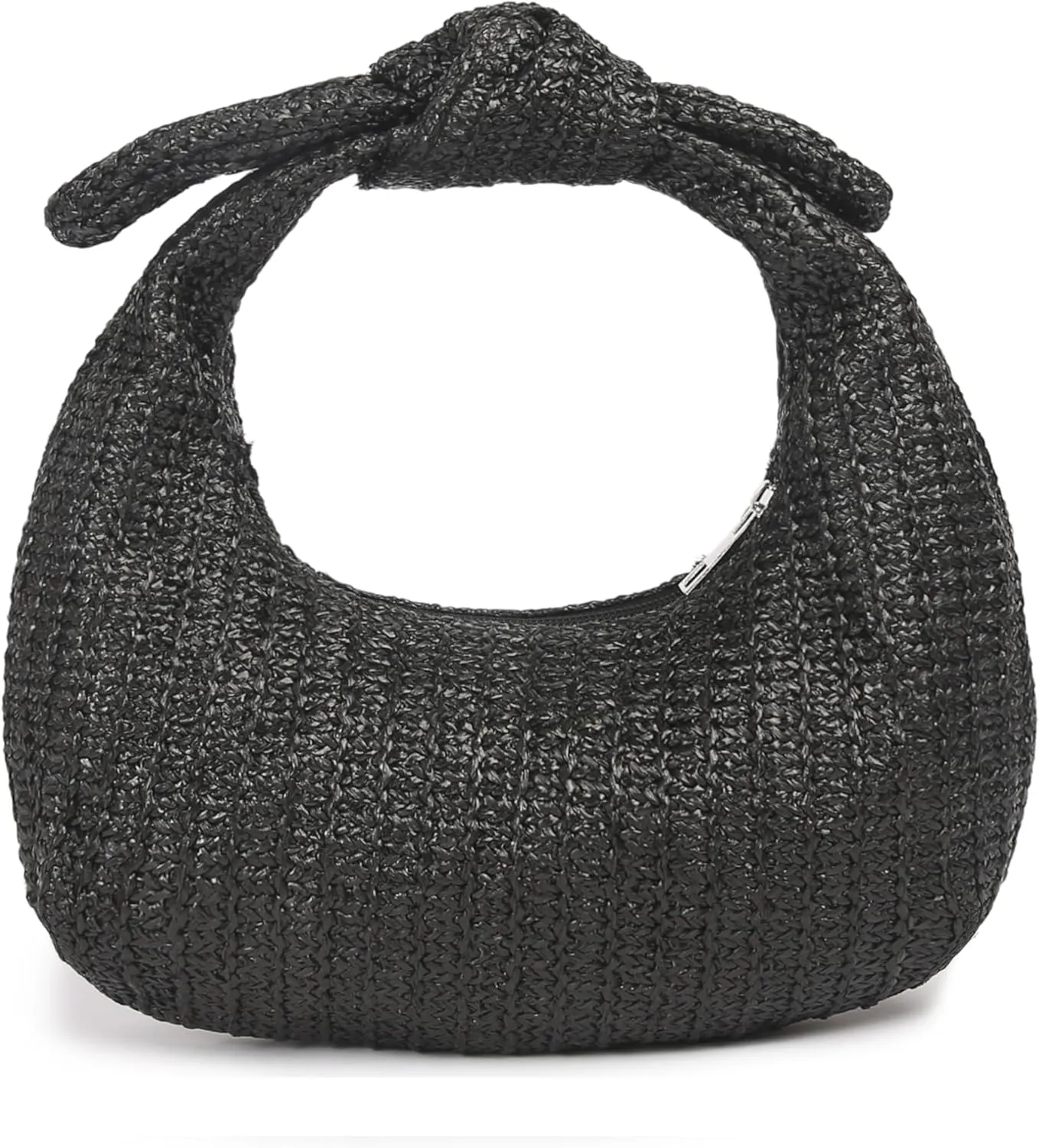 Knotted Straw Clutch Purse Bow Summer Beach Bag Dumpling Evening Handbag