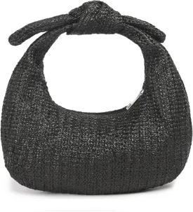 Knotted Straw Clutch Purse Bow Summer Beach Bag Dumpling Evening Handbag