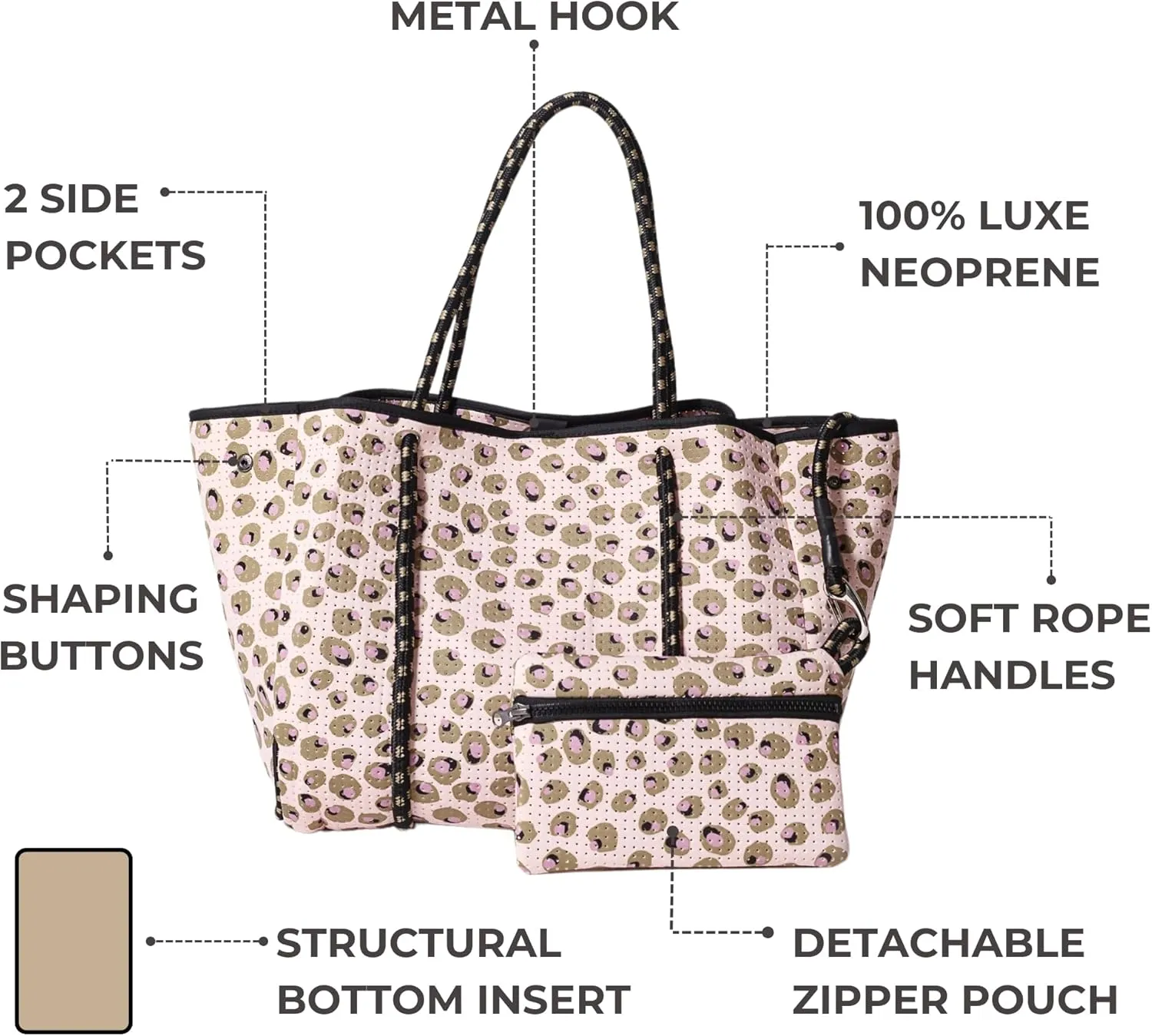Large Neoprene Tote Bag for Women - Printed Everyday Designer Handbag