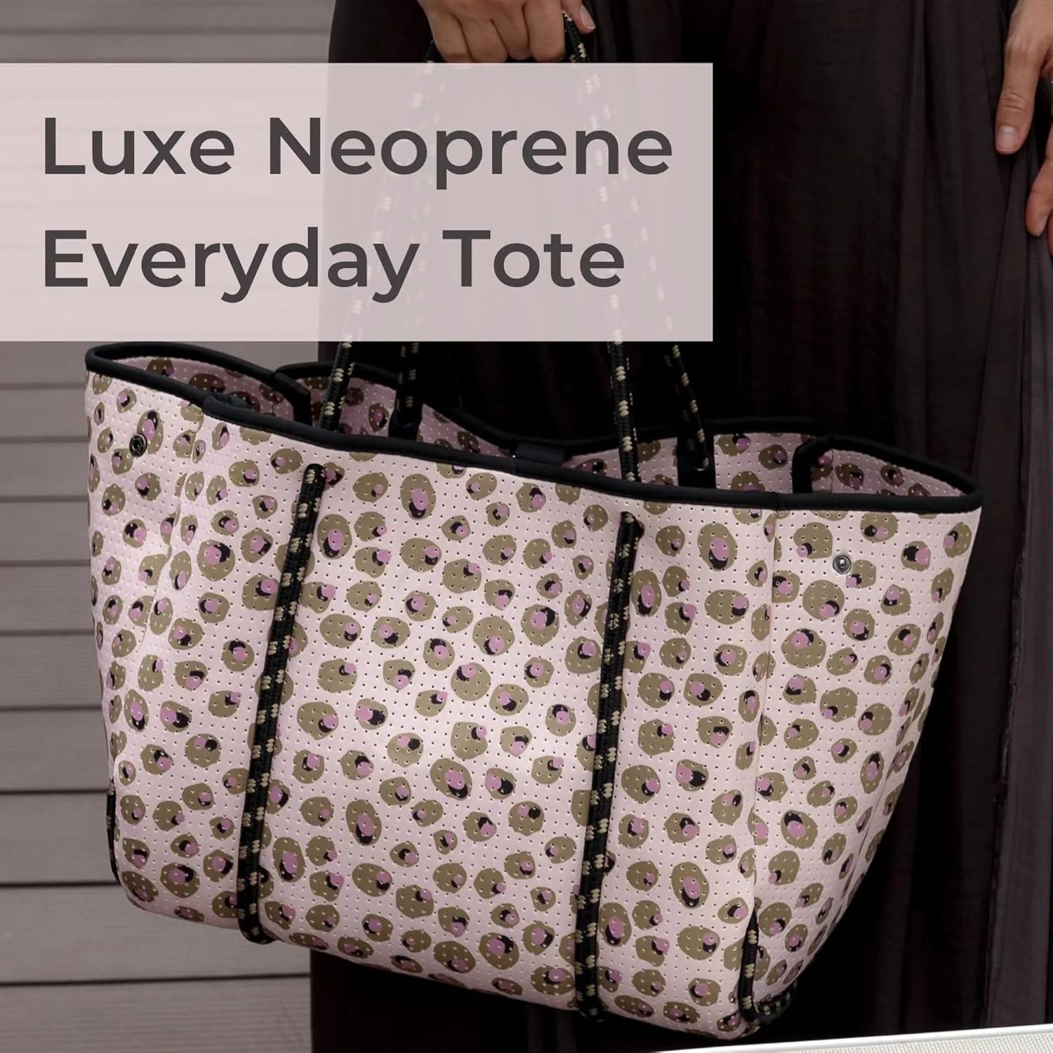 Large Neoprene Tote Bag for Women - Printed Everyday Designer Handbag