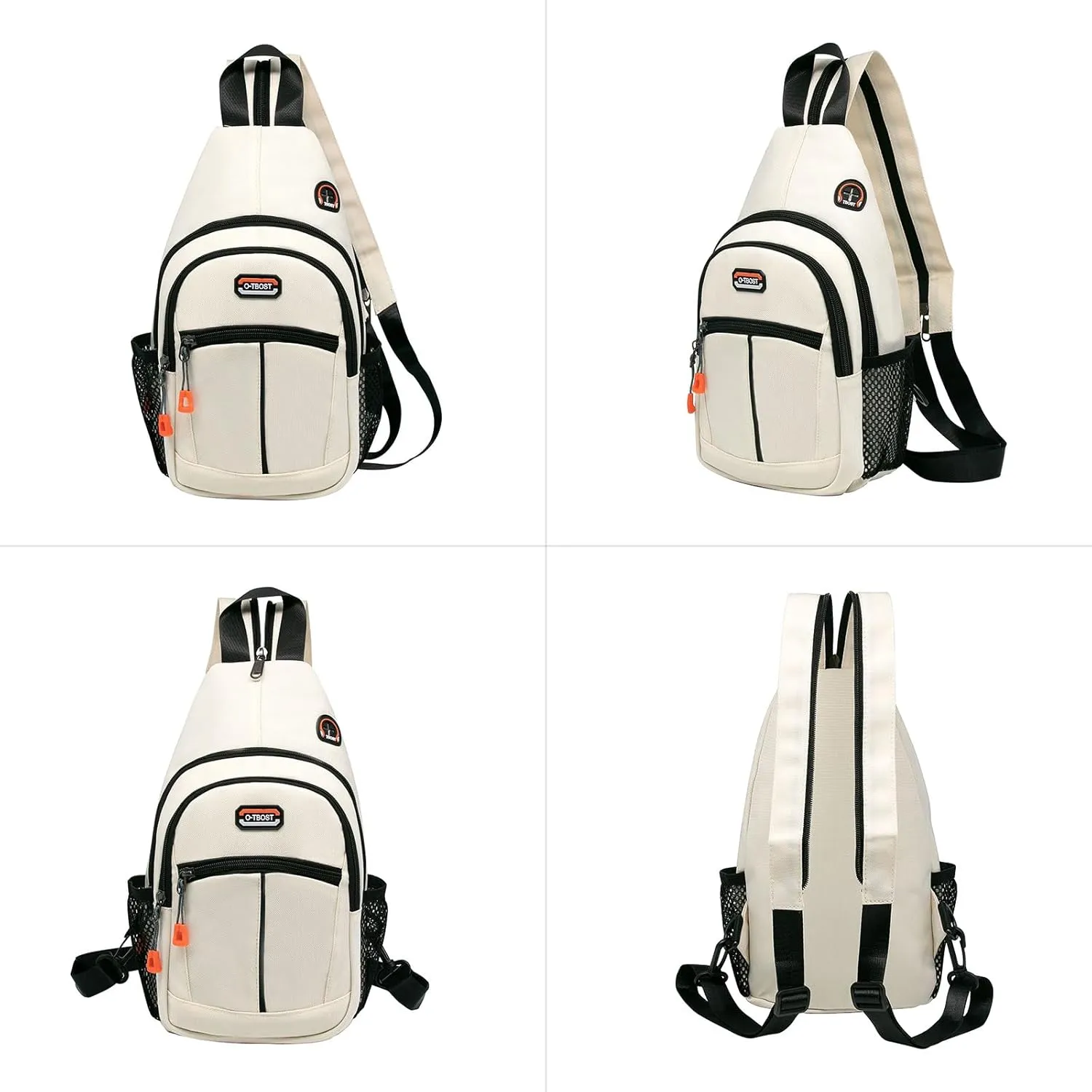 Long Keeper Sling Bag Backpack - Women Crossbody Shoulder Backpack Men Travel Hiking Sport Backpack Cross Body Casual Daypack (White)