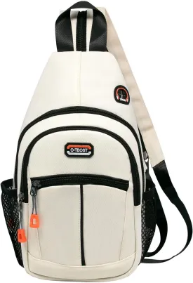 Long Keeper Sling Bag Backpack - Women Crossbody Shoulder Backpack Men Travel Hiking Sport Backpack Cross Body Casual Daypack (White)