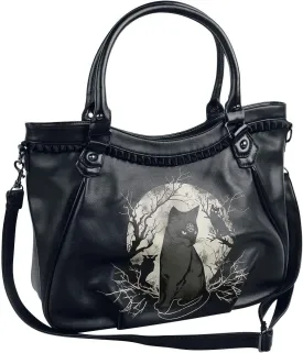 Lost Queen Hecate in Full Moon Crossbody Handbag Gothic Black Cat Alternative Purse