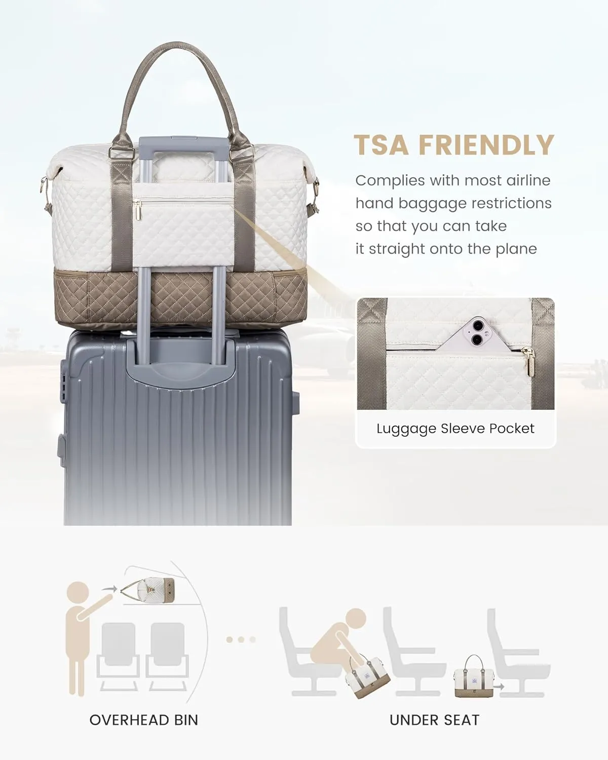 LOVEVOOK Travel Weekender Bag for Women, Carry on Overnight Bag with Shoe Compartment, Travel Duffle Bag Women, Yoga Gym Duffel Bag with Wet Pocket, Hospital Bags for Labor and Delivery, 3 Pcs Set
