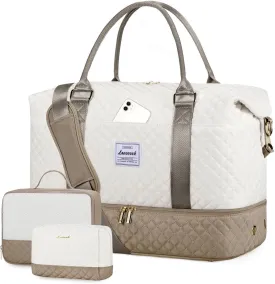 LOVEVOOK Travel Weekender Bag for Women, Carry on Overnight Bag with Shoe Compartment, Travel Duffle Bag Women, Yoga Gym Duffel Bag with Wet Pocket, Hospital Bags for Labor and Delivery, 3 Pcs Set
