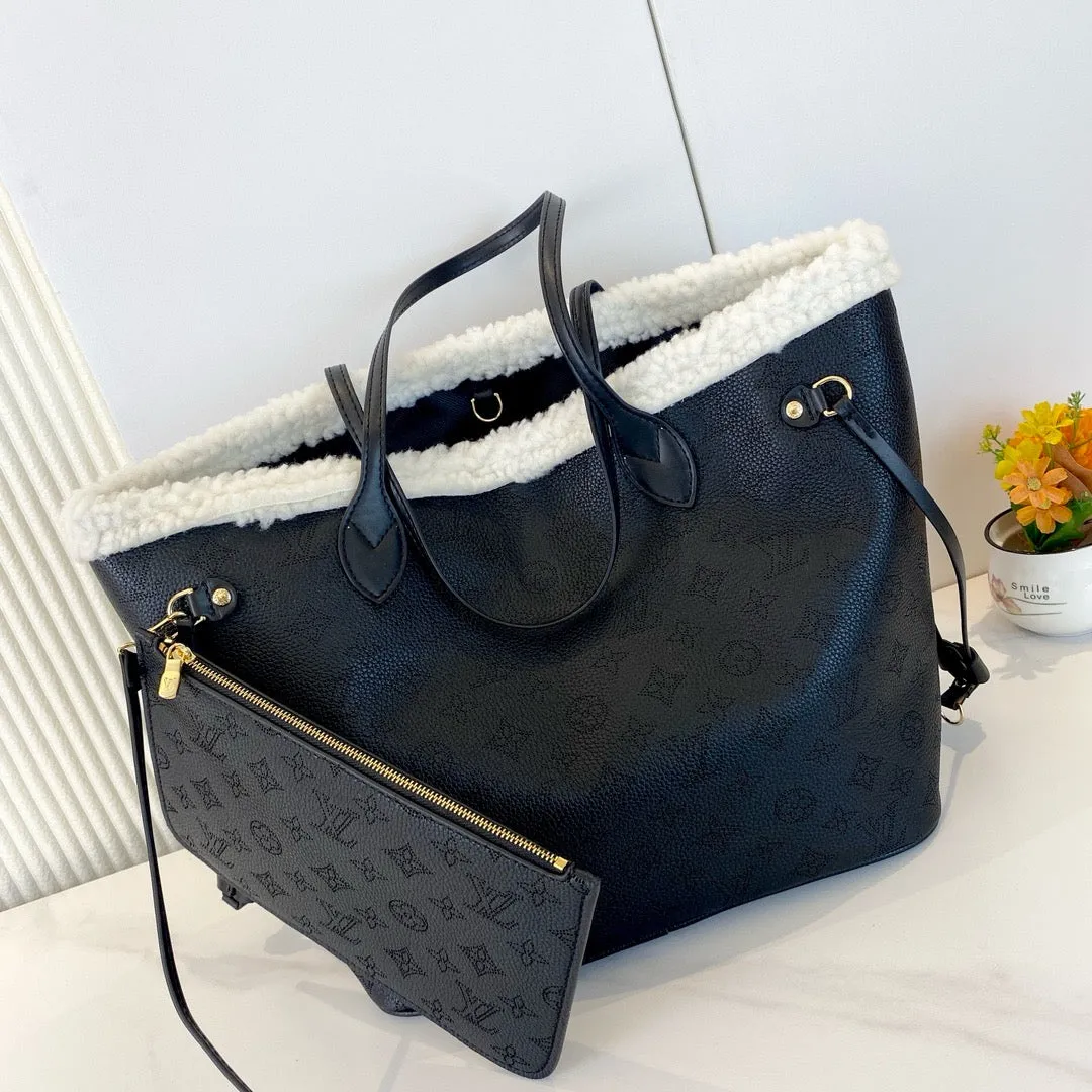 LV Neverfull MM With Shearl Tote Bag