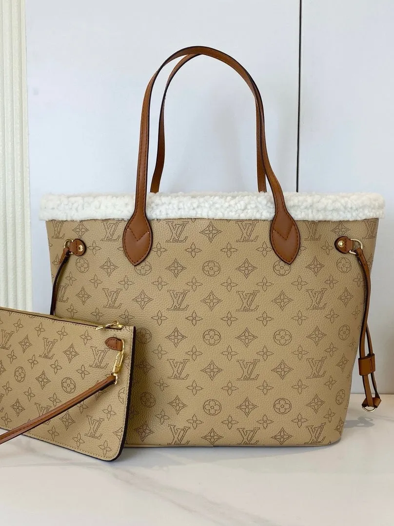 LV Neverfull MM With Shearl Tote Bag