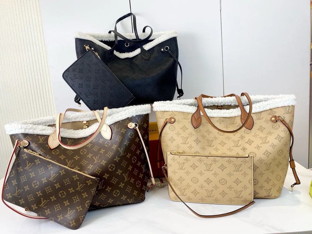 LV Neverfull MM With Shearl Tote Bag