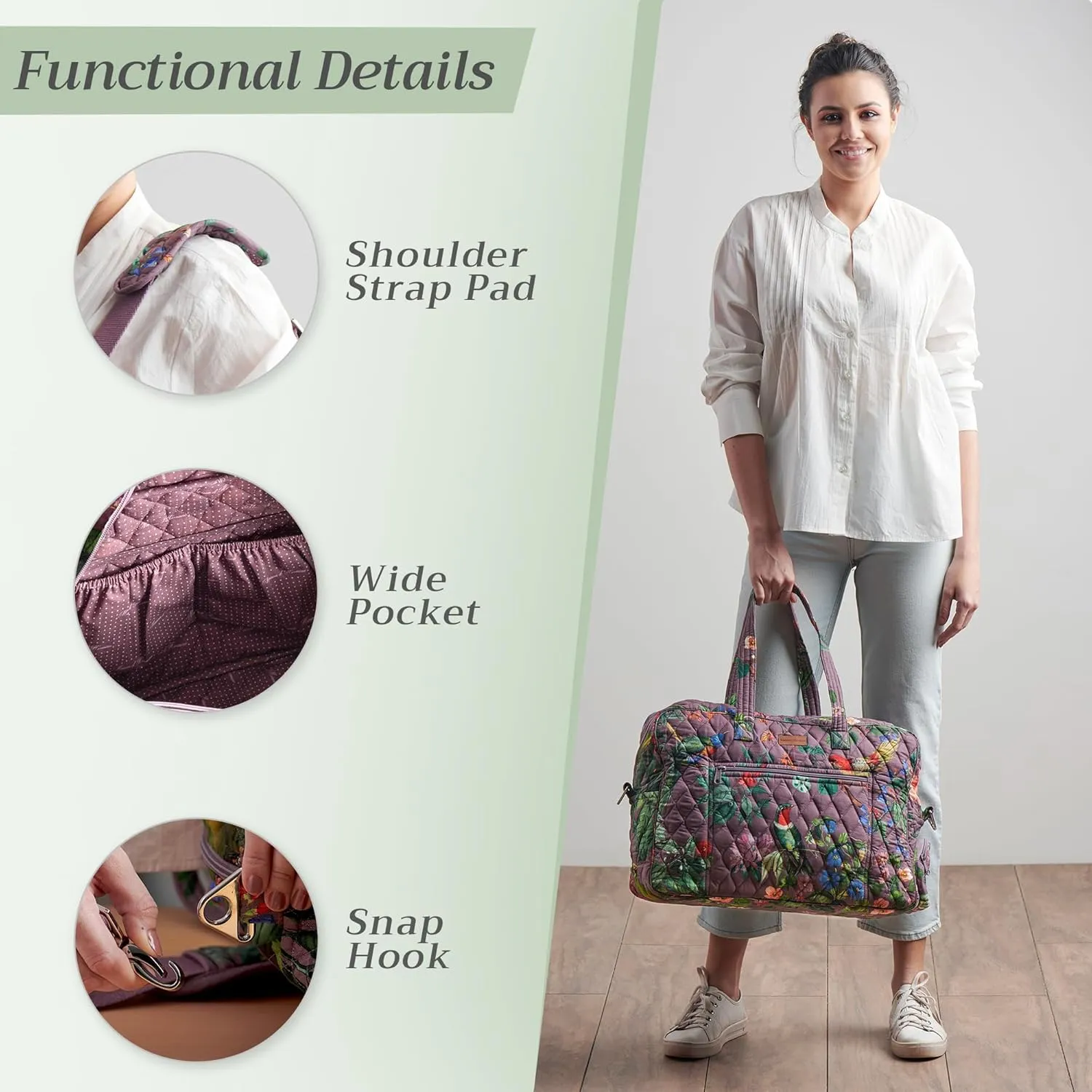 Maison d' Hermine Weekender Bags for Women Cotton Quilted Duffel Overnight Luggage Weekend Bag for Men Gym Sports Gifts Travel Business Travellers Family Trip