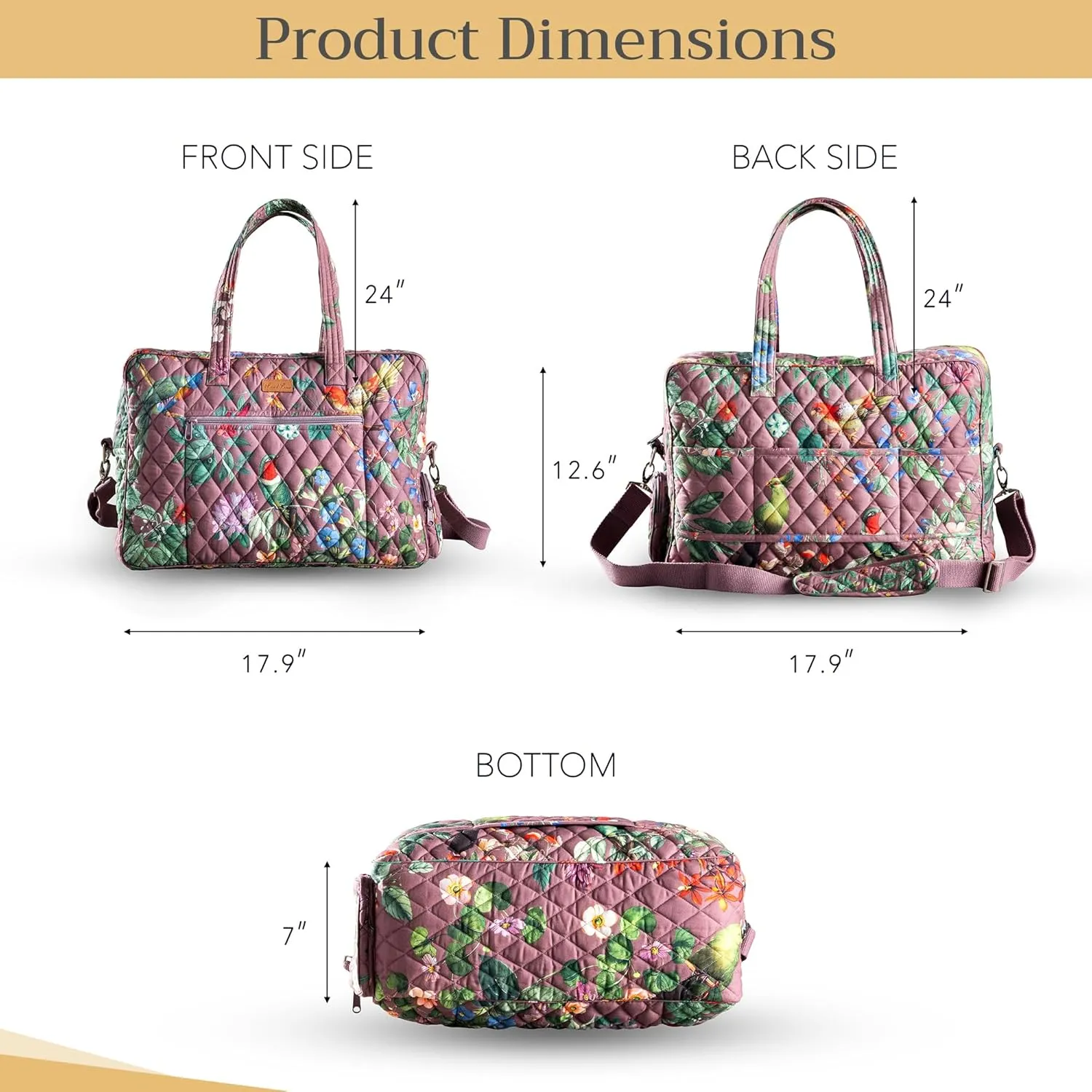 Maison d' Hermine Weekender Bags for Women Cotton Quilted Duffel Overnight Luggage Weekend Bag for Men Gym Sports Gifts Travel Business Travellers Family Trip