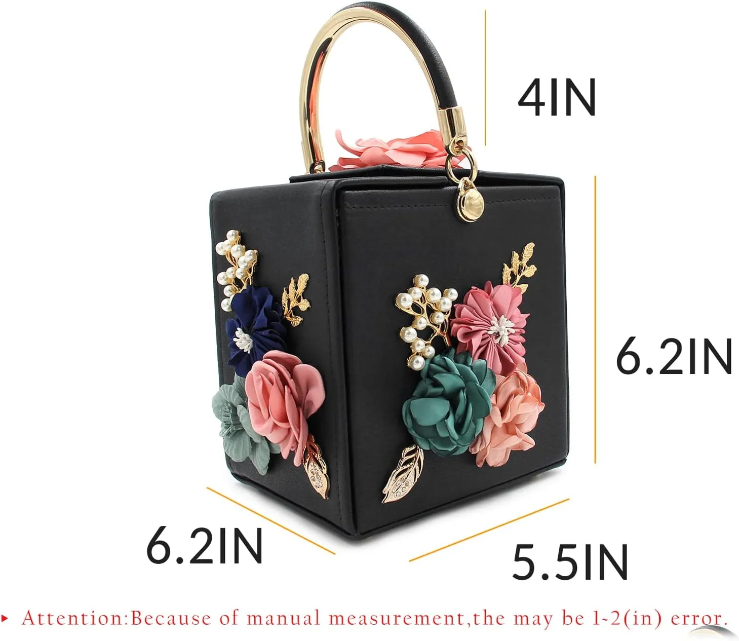 Milisente Evening Clutch Bag for Women Floral Square Box Evening Bags Crossbody Shoulder handBags Flower Wedding Clutch Purse