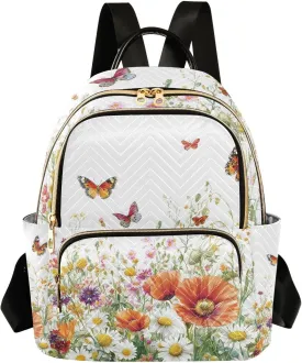 Mini Backpack for Women Meadow Wildflowers Mini Backpack Purse Lightweight Small Daypack, 8.5L