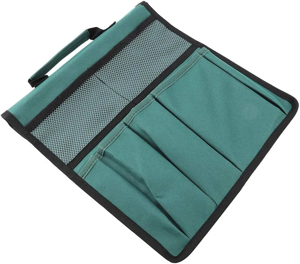 Oumefar Foldable Garden Kneeler Pouch Portable Garden Kneeling Pouch Bag Bench Kneeling Bag Tool with Handle Multiple Storage Stool Pouch (Green)