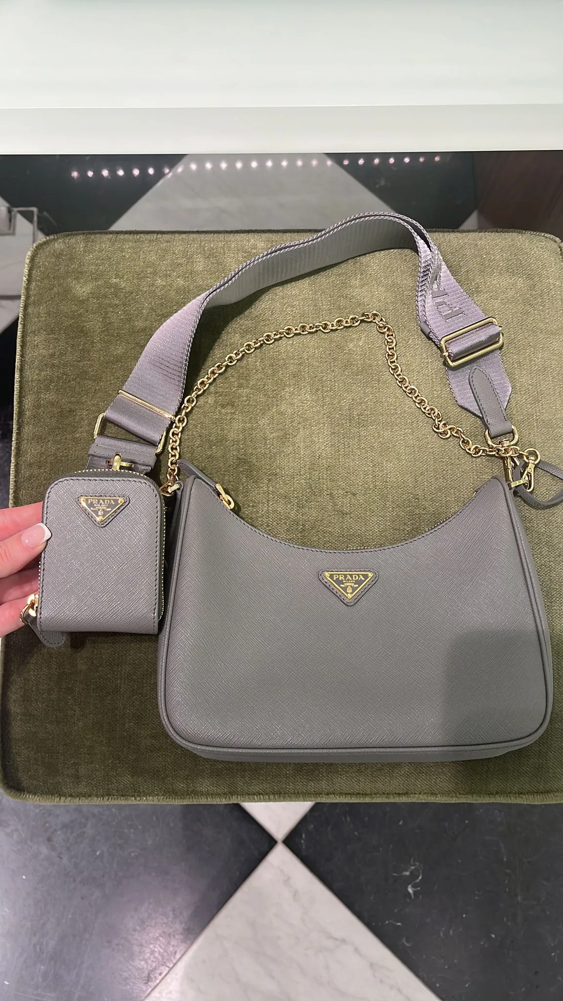 Prada Re-Edition 2005 Saffiano Leather Bag (Grey)