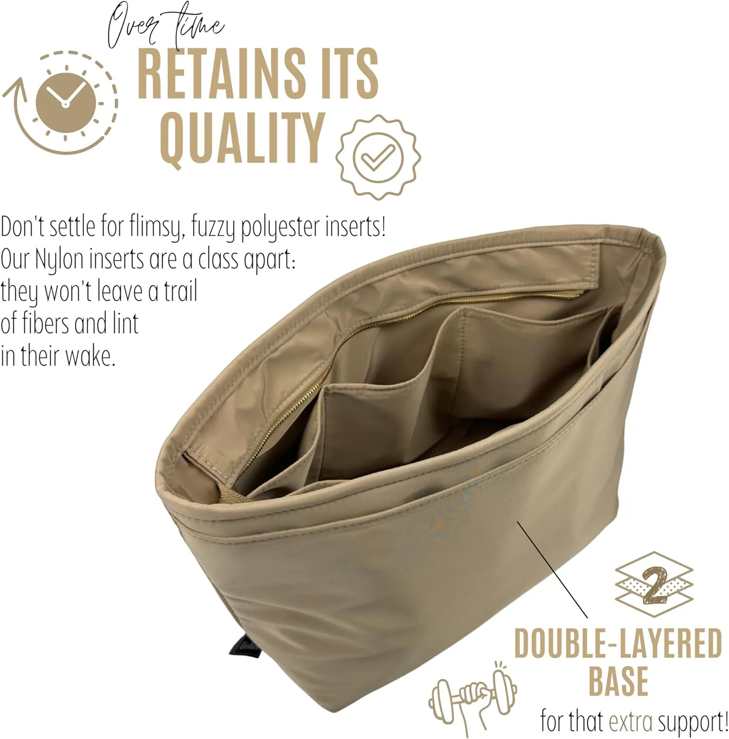 Premium Purse Organizer compatible with Gucci Ophidia Tote Bag Organizer - Handmade Nylon Insert, Perfect Fit for Small/Medium/Large Tote, Gold Zipper (Bubblegum, For Small Ophidia)