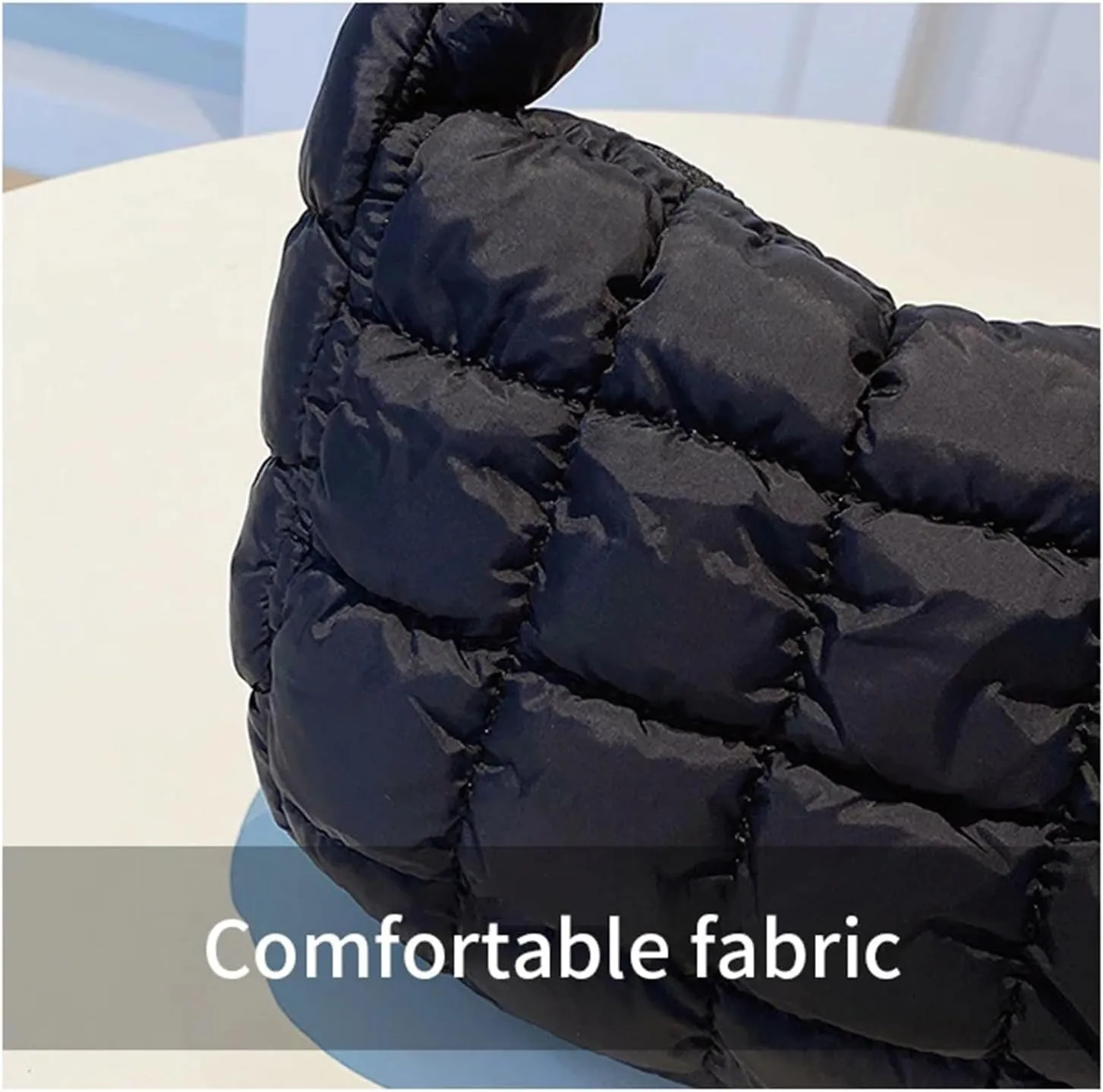 Puffer Tote Bag Fashion Quilted Shoulder Bags For Women Handbag Mini Cloud Pleated Bags Puffer Dumpling Bag(Light Blue)