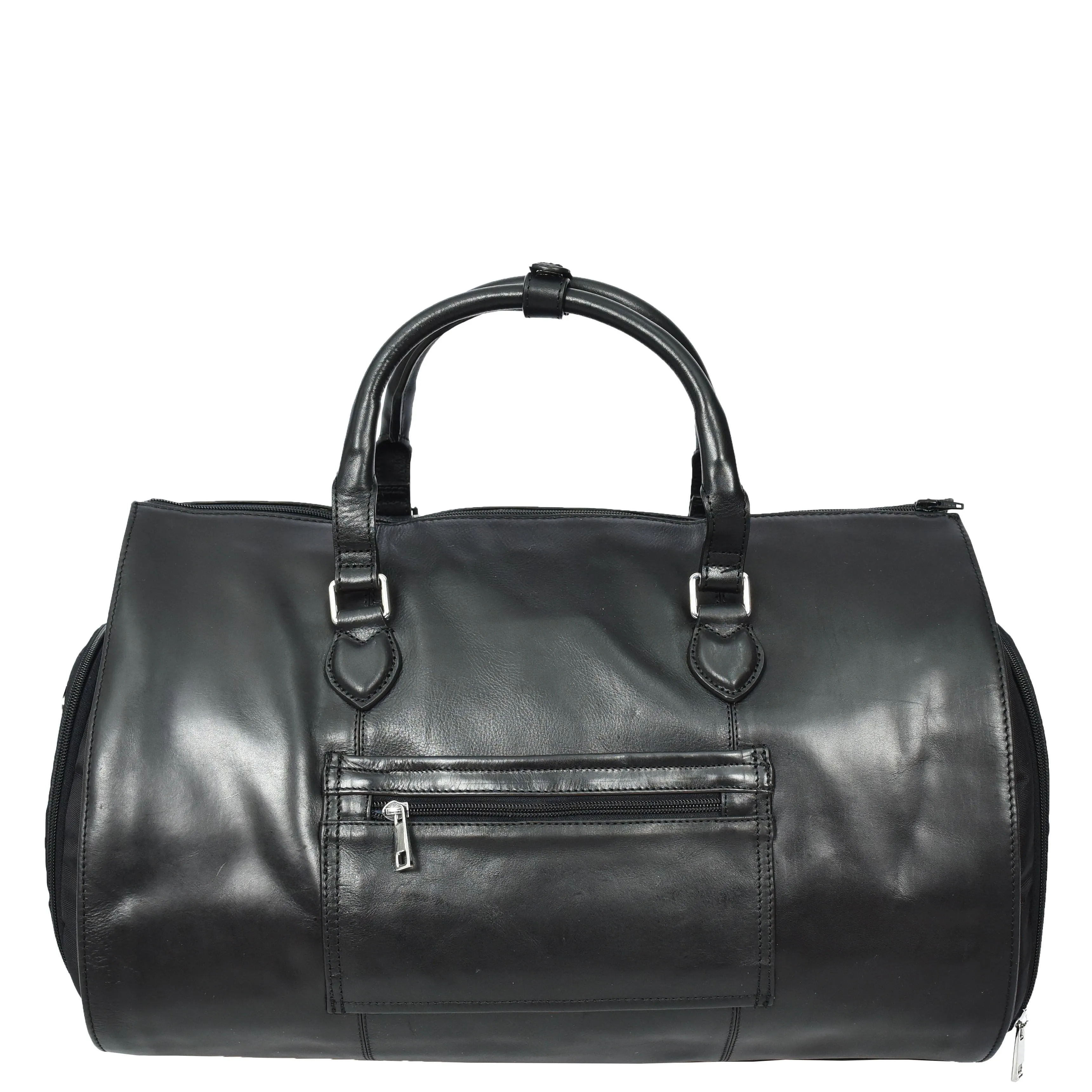Real Leather Garment Suit Carrier 2-in-1 Holdall Duffel Travel Bag Ludlow Black