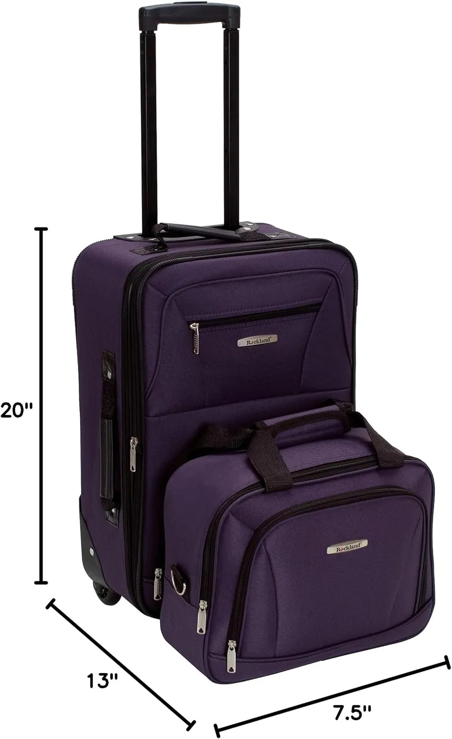 Rockland Fashion Expandable Softside Upright Luggage Set, Purple, 2-Piece (14/19)