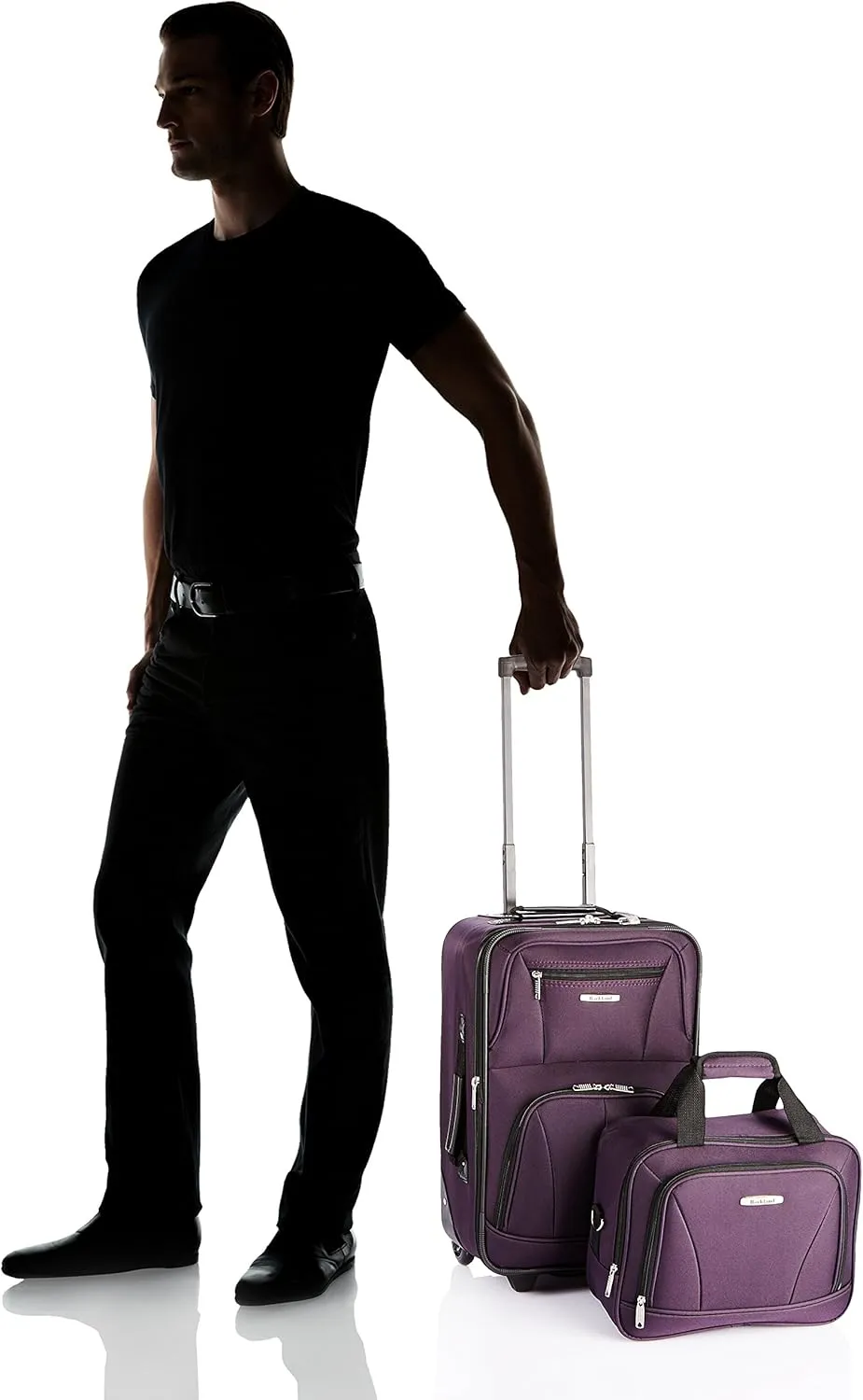 Rockland Fashion Expandable Softside Upright Luggage Set, Purple, 2-Piece (14/19)