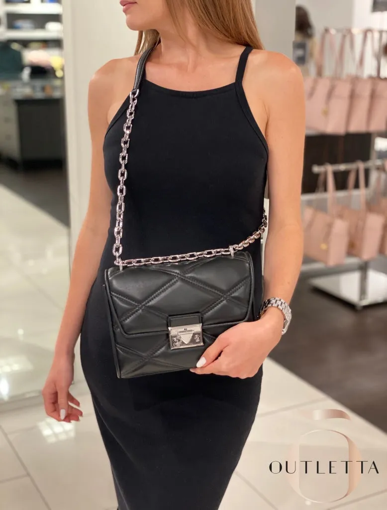 Serena Medium Flap Convertible Shoulder bag - Black