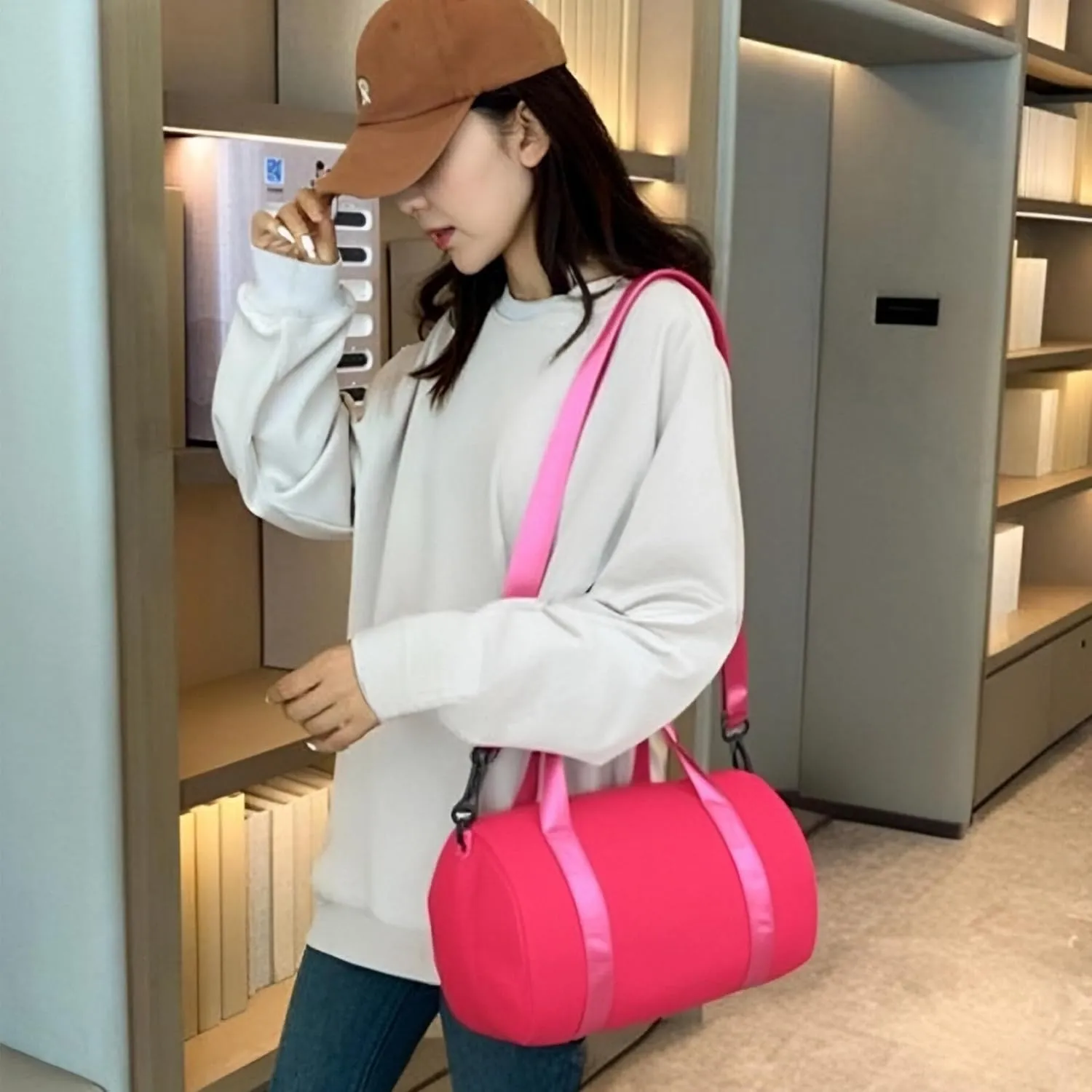 Small Gym Bag for Women Lightweight Mini Sport Bag Gym Tote Bag Duffle Pack for Workout Yoga Swimming Dance(RoseRed)