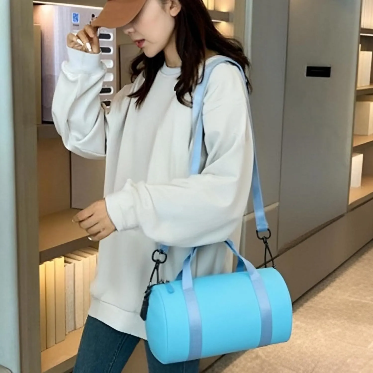 Small Gym Bag for Women Lightweight Mini Sport Bag Gym Tote Bag Duffle Pack for Workout Yoga Swimming Dance(SkyBlue)