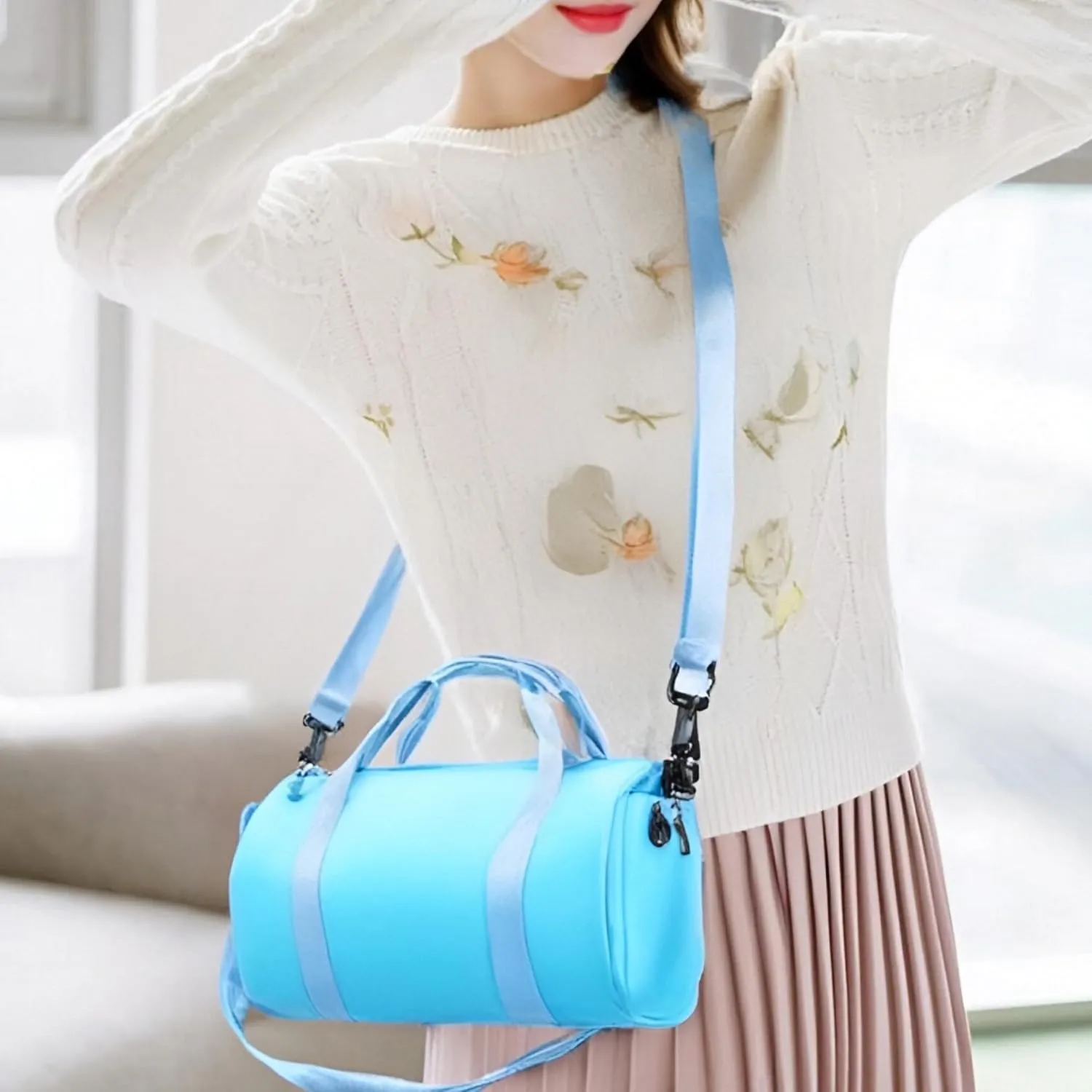 Small Gym Bag for Women Lightweight Mini Sport Bag Gym Tote Bag Duffle Pack for Workout Yoga Swimming Dance(SkyBlue)