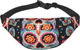 Sugar Skulls Fanny Pack for Men Women Belt Bag Fashion Waist Bag Everywhere Crossbody Bag Wallet Hip Bum Bag with Adjustable Strap Waterproof Chest Bag for Travel Hiking Sports
