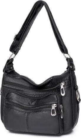 Tote Bags Crossbody for Women, Shoulder Purse Soft Leather Handbags Lightweight with Zip Closure Working Trave