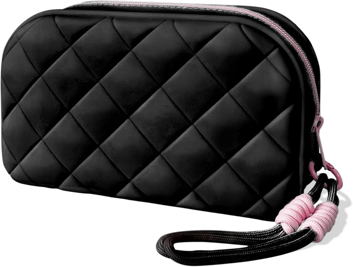 Travel Makeup Bag Waterproof Silicone Toiletry Bag for Women Men Pink Cute Cosmetic Bags Mini Zipper Makeup Pouches for Purse Pretty Gifts for Teacher Mom Sister Girlfriend