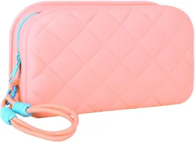 Travel Makeup Bag Waterproof Silicone Toiletry Bag for Women Men Pink Cute Cosmetic Bags Mini Zipper Makeup Pouches for Purse Pretty Gifts for Teacher Mom Sister Girlfriend