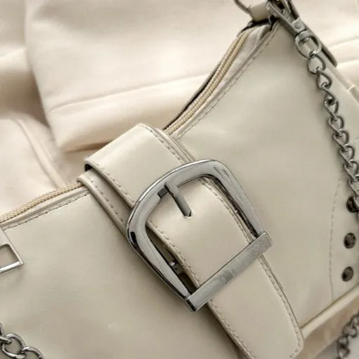 Vintage Chain Studded Crescent Bag